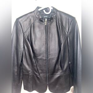 Alfani black Peplum leather jacket